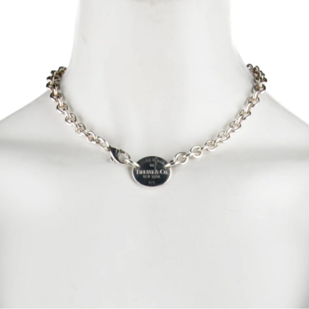 AUTH RETURN TO TIFFANY OVAL CHOKER NECKLACE 925 SOLID GENUINE STERLING COA